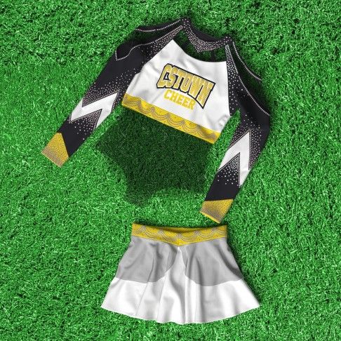 youth yellow modest cheerleading uniforms white 1