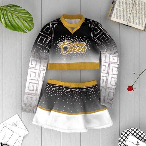 youth black and yellow cheerleader costume black 1