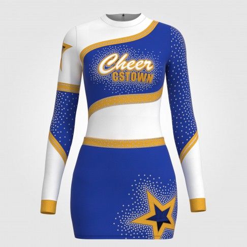 blue and yellow cheerleader long sleeve costume for 8 year olds blue 2