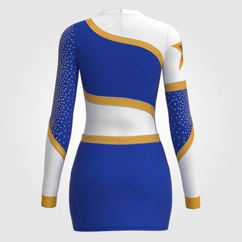 blue and yellow cheerleader long sleeve costume for 8 year olds blue 3