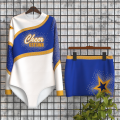 blue and yellow cheerleader long sleeve costume for 8 year olds blue
