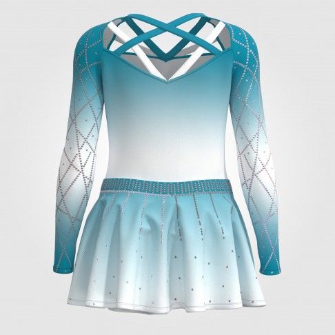  female halter top blue and white cheerleading outfit cyan 3