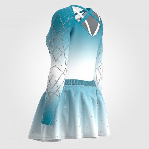  female halter top blue and white cheerleading outfit cyan 6
