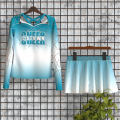  female halter top blue and white cheerleading outfit cyan