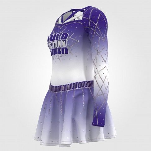  female halter top blue and white cheerleading outfit purple 5