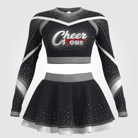 black cropped cheer uniform for 9 year olds black 2