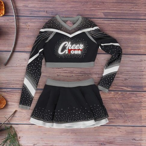 black cropped cheer uniform for 9 year olds black 1