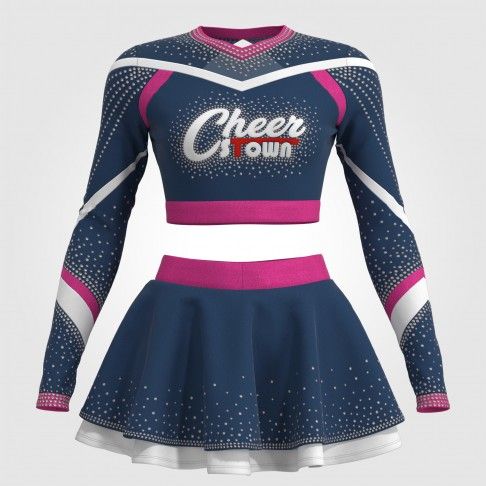 black cropped cheer uniform for 9 year olds blue 2