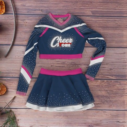 black cropped cheer uniform for 9 year olds blue 1