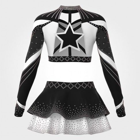 youth competition black and white long sleeve costume black 1