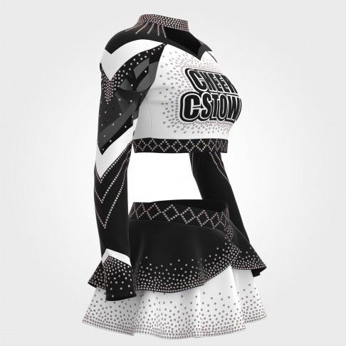 youth competition black and white long sleeve costume black 3