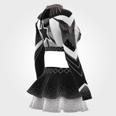 youth competition black and white long sleeve costume black 4