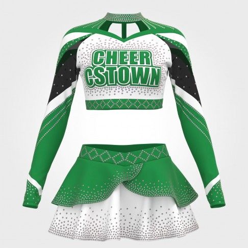 youth competition black and white long sleeve costume green 0