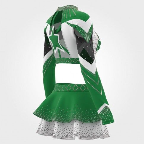 youth competition black and white long sleeve costume green 4