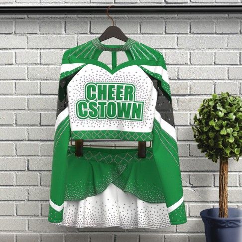 youth competition black and white long sleeve costume green 5