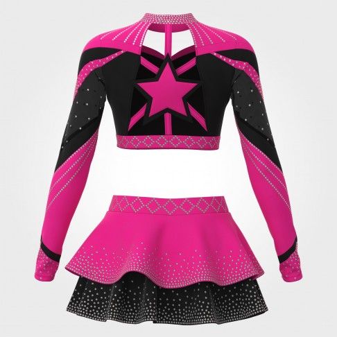 youth competition black and white long sleeve costume pink 1
