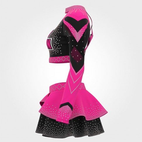 youth competition black and white long sleeve costume pink 2