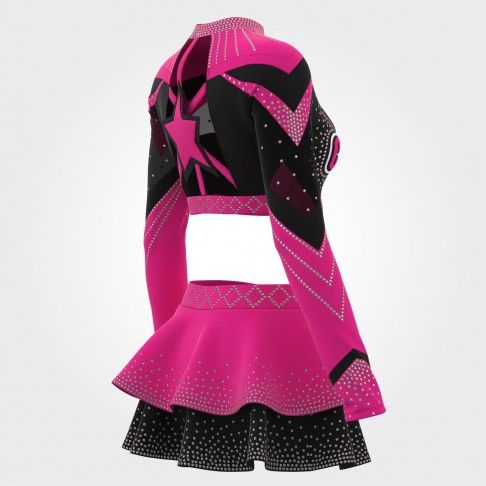 youth competition black and white long sleeve costume pink 4