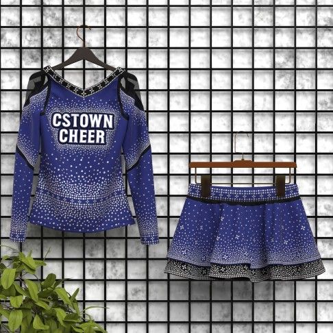 custom all star cheerleading uniforms blue 5