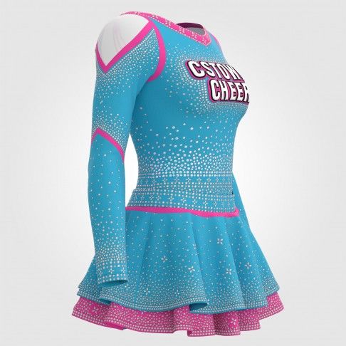 custom all star cheerleading uniforms sea blue 3