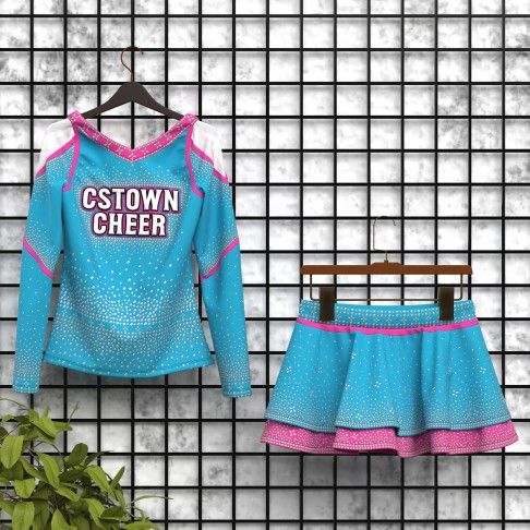 custom all star cheerleading uniforms sea blue 5