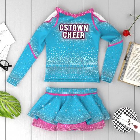 custom all star cheerleading uniforms sea blue 6