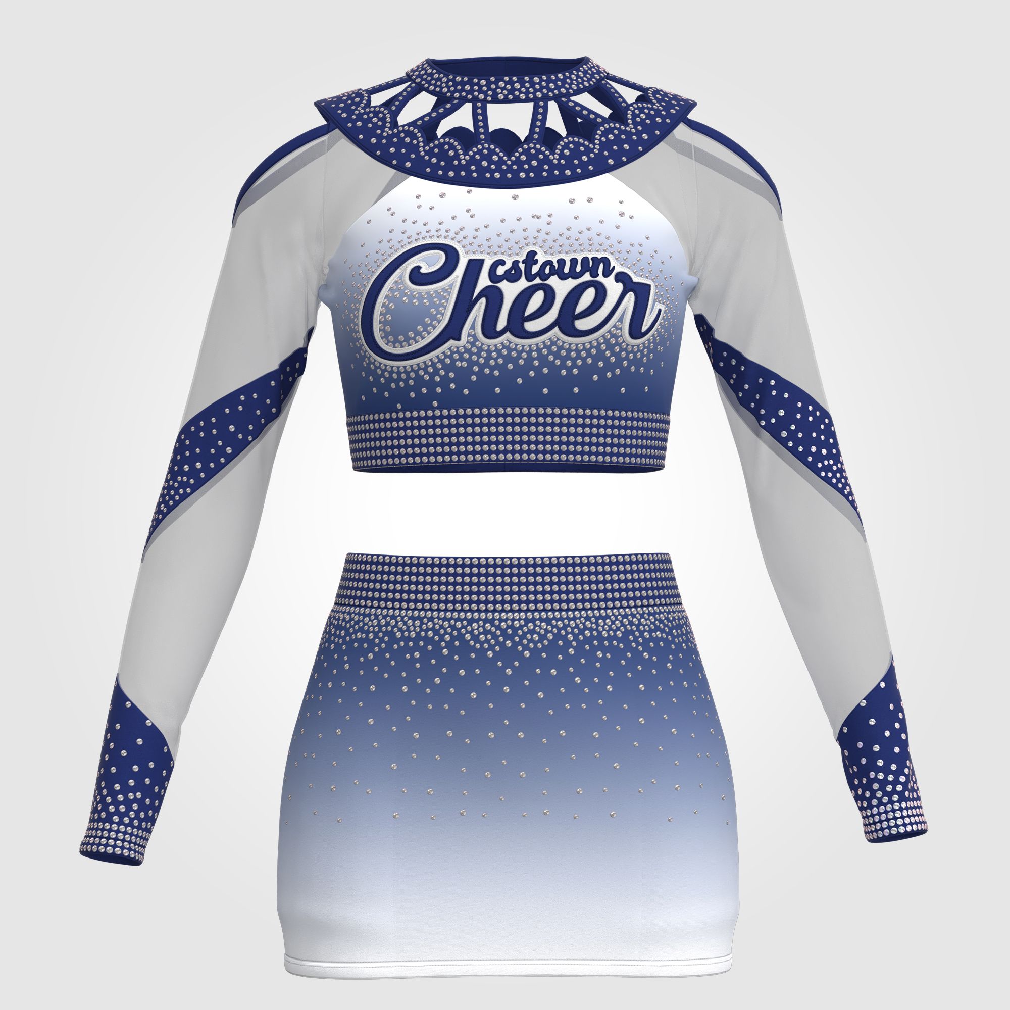 youth blue black and white cheerleading competitions uniforms