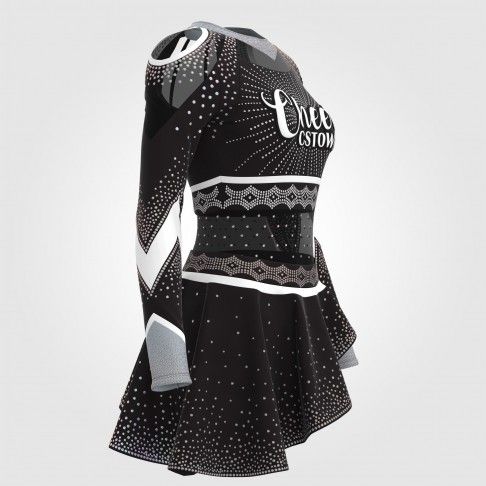 cheerleader long sleeve uniforms competition outfits black 3