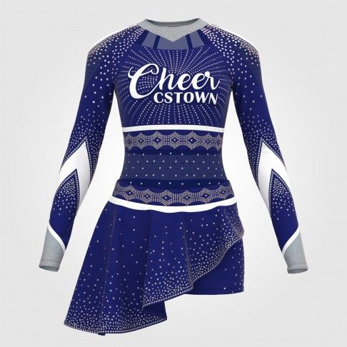 cheerleader long sleeve uniforms competition outfits blue 0