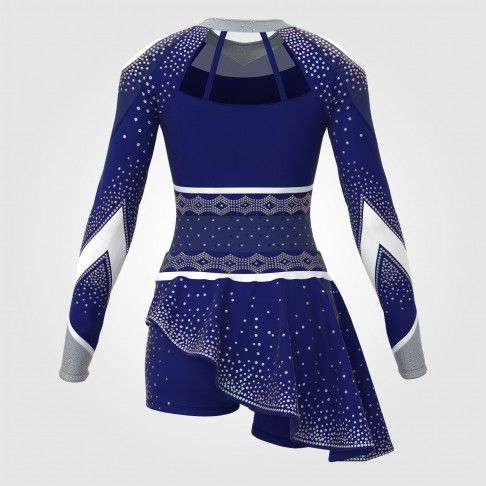 cheerleader long sleeve uniforms competition outfits blue 1