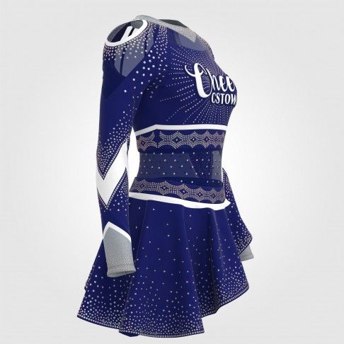 cheerleader long sleeve uniforms competition outfits blue 3