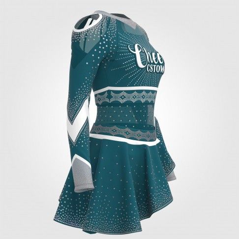 cheerleader long sleeve uniforms competition outfits green 3