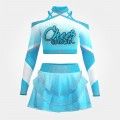 long sleeve blue and white cheerleading competition uniforms blue