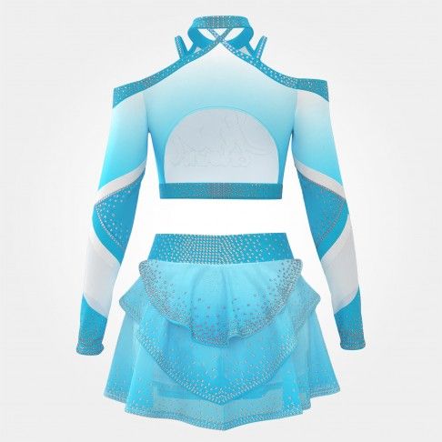 long sleeve blue and white cheerleading competition uniforms blue 1