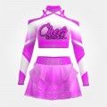 long sleeve blue and white cheerleading competition uniforms pink