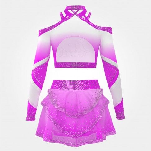 long sleeve blue and white cheerleading competition uniforms pink 1