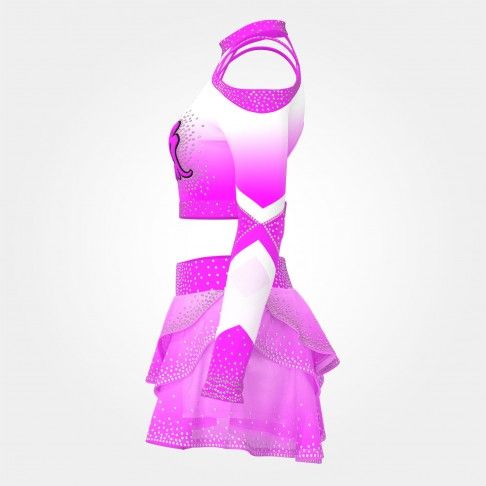long sleeve blue and white cheerleading competition uniforms pink 2