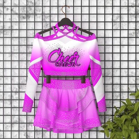 long sleeve blue and white cheerleading competition uniforms pink 5