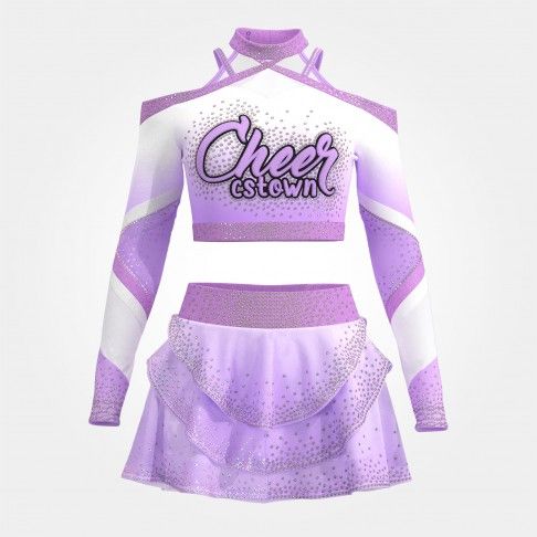 long sleeve blue and white cheerleading competition uniforms purple 0