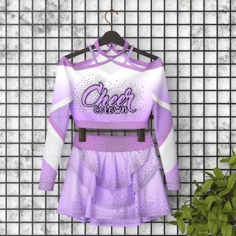 long sleeve blue and white cheerleading competition uniforms purple 5