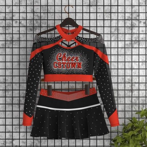 design your own red black and white cheerleading competitions uniform red 5