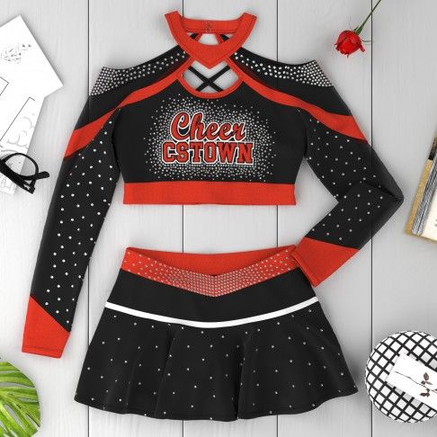 design your own red black and white cheerleading competitions uniform red 6