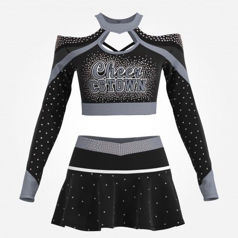 design your own red black and white cheerleading competitions uniform silver 0