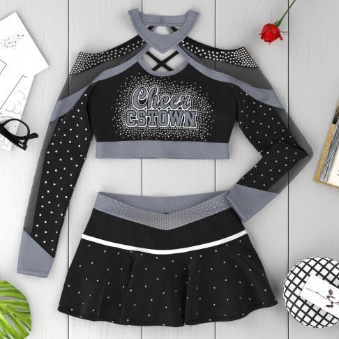 design your own red black and white cheerleading competitions uniform silver 6