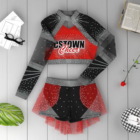 design pink cheerleading   outfit red 6