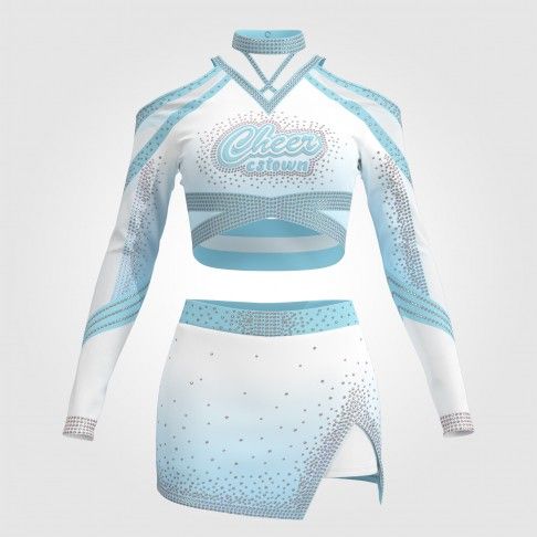 competition blue long sleeve cheer outfit blue 0