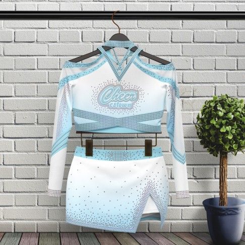 competition blue long sleeve cheer outfit blue 5