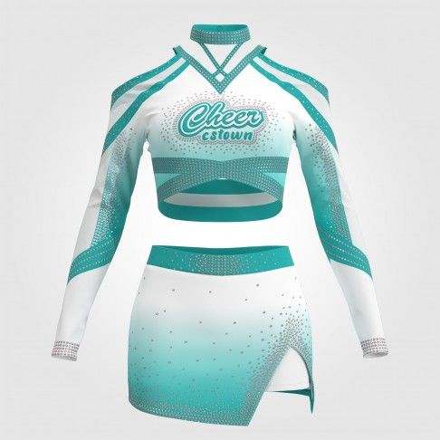 competition blue long sleeve cheer outfit green 0