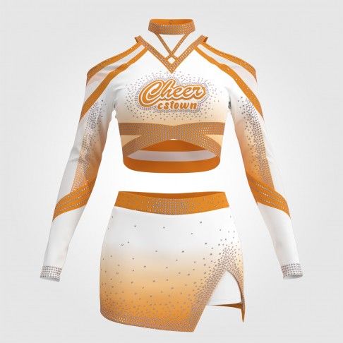 competition blue long sleeve cheer outfit orange 0