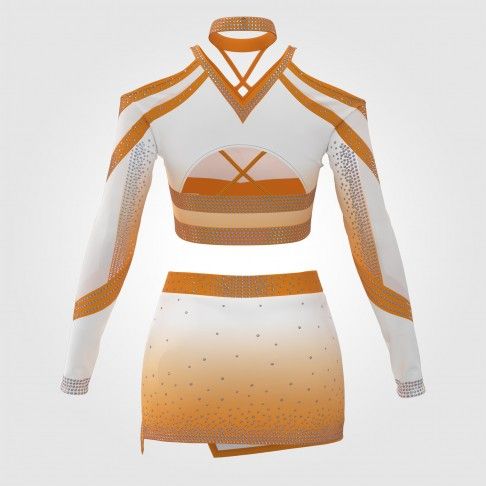 competition blue long sleeve cheer outfit orange 1
